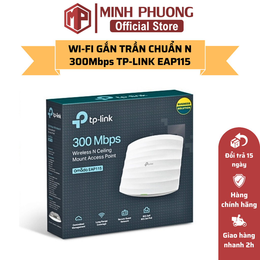 Bộ Phát Wi Fi Access Point Gắn Trần Chuẩn N Tốc Độ 300mbps Tp Link