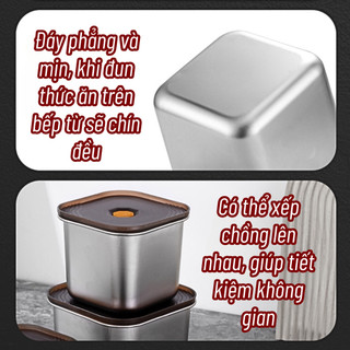 Hộp Đựng Thực Phẩm Inox Có Nắp Đậy, Khay Bảo Quản Đồ Ăn Tủ Lạnh, Chống Mùi,Dung Tích 900ml