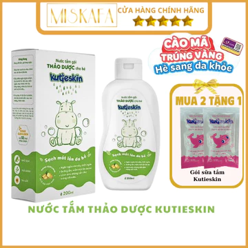 Nước tắm Kutieskin, nước tắm gội thảo dược cho bé, Sữa tắm cho bé - Ngừa rôm sảy, mẩn ngứa, mụn sữa