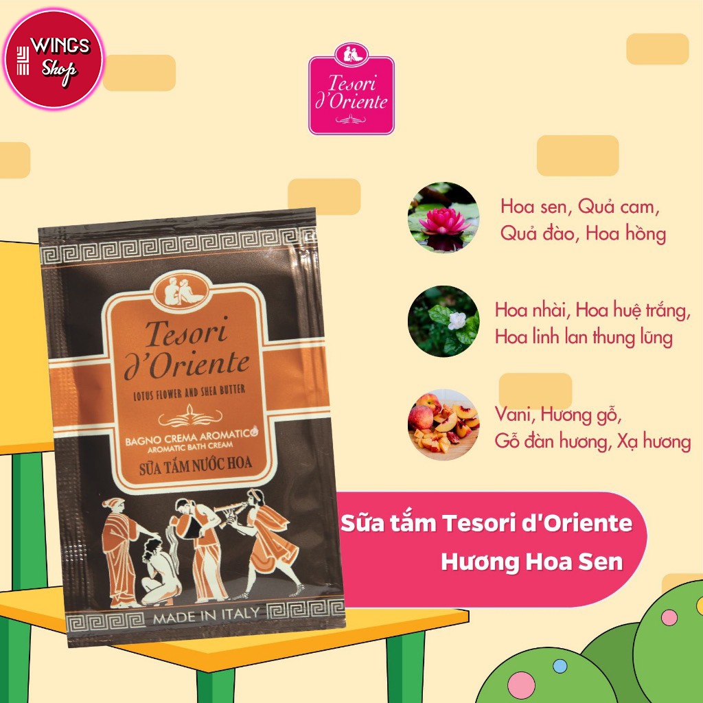 Sữa tắm dây Tesori d’Oriente 9ml gói nhỏ tiện dụng | Wings Shop