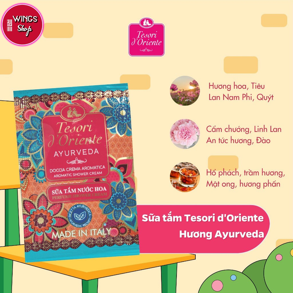 Sữa tắm dây Tesori d’Oriente 9ml gói nhỏ tiện dụng | Wings Shop