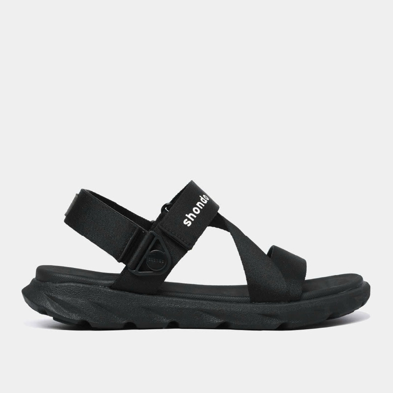 Ảnh Giày sandal Shondo đen full quai xoay 360 dành cho nam nữ F6X1111 2