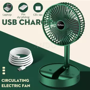 Quạt Tích Điện Mini Gấp Gọn, Quạt Để Bàn 3 Chế Độ Gió Cao Cấp Bền Đẹp