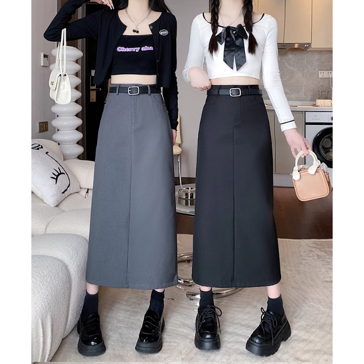 Chân Váy Chữ A Suông Dáng Dài 90cm Hack Chân_SHOPNGOCTRANG19_Chất Liệu Vitex_CV69