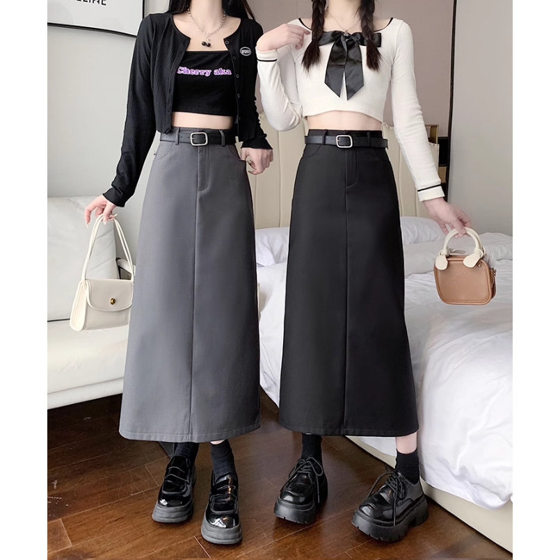 Chân Váy Chữ A Suông Dáng Dài 90cm Hack Chân_SHOPNGOCTRANG19_Chất Liệu Vitex_CV69
