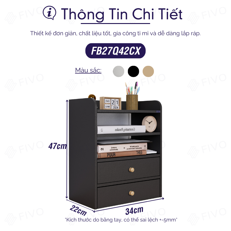 Ảnh Kệ Sách Gỗ Mini Để Bàn FIVO FB27 Đa Năng, Dễ Lắp Ráp, Tiết Kiệm Không Gian, Gọn Gàng Góc Học Tập Và Làm Việc 2