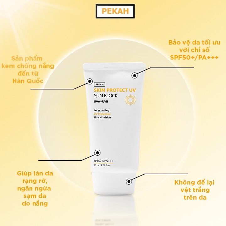 Ảnh Kem chống nắng vật lý nâng tone, bảo vệ da khỏi tia UV PEKAH Skin Protect UV Sun Block SPF50+ PA+++ 70ml 3
