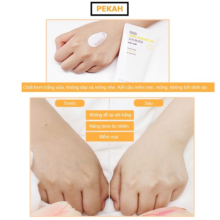 Ảnh Kem chống nắng vật lý nâng tone, bảo vệ da khỏi tia UV PEKAH Skin Protect UV Sun Block SPF50+ PA+++ 70ml 2