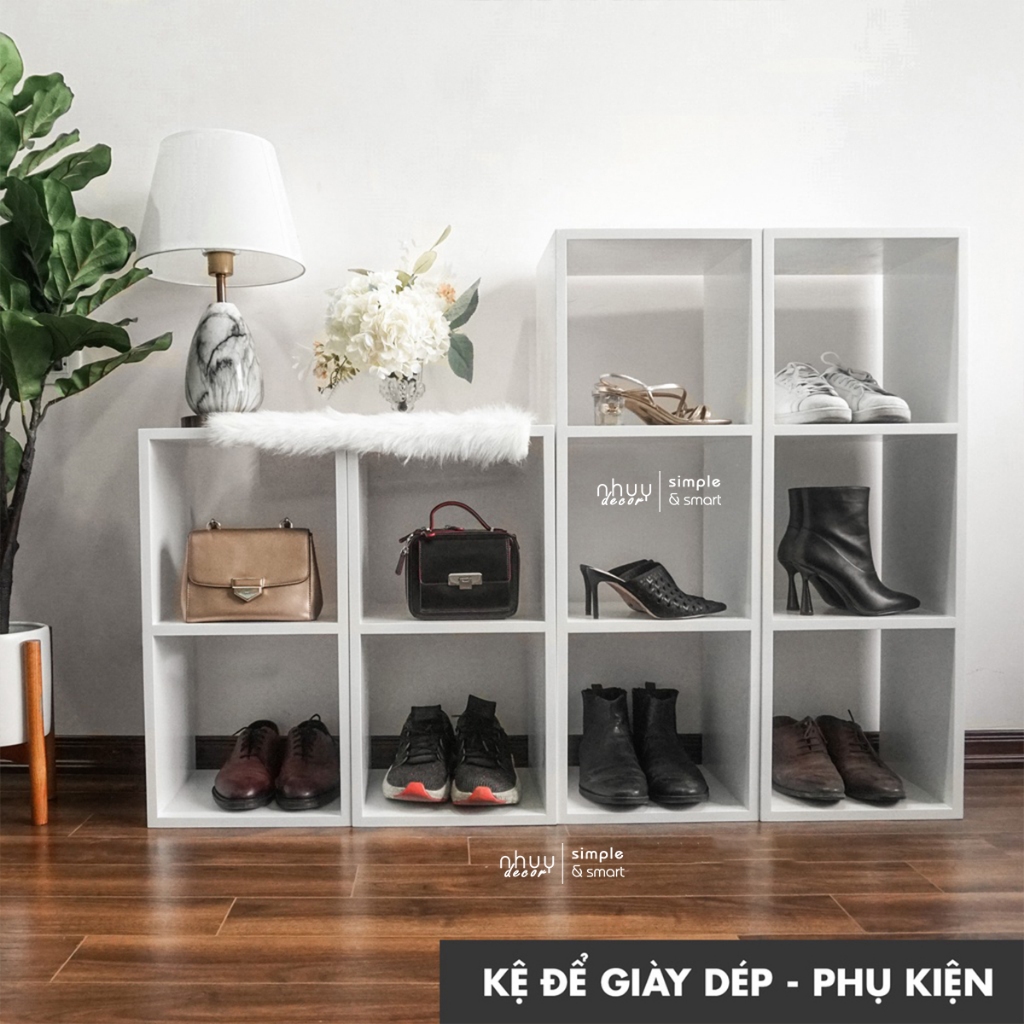 Kệ Sách Gỗ - Kệ Để Đồ Gỗ Đa Năng Tổ Ong 2 Tầng Lắp Ghép Cực Tiện Ích NHUYDECOR
