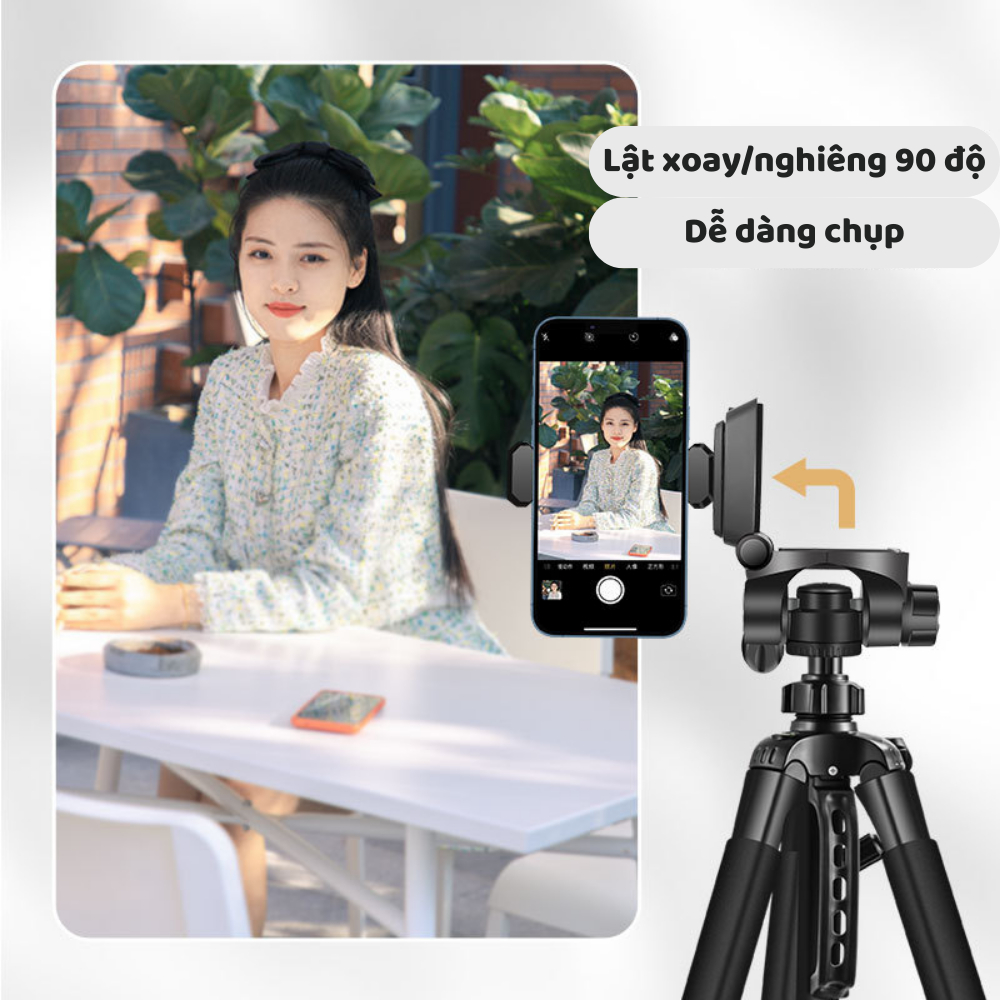 Chân Quay Máy Ảnh Điện Thoại Tripod 360° - Chân Quay Tripod Hỗ Trợ Quay 360° Hợp Kim Nhôm Chắc Chắn Kích Thước 55-170cm