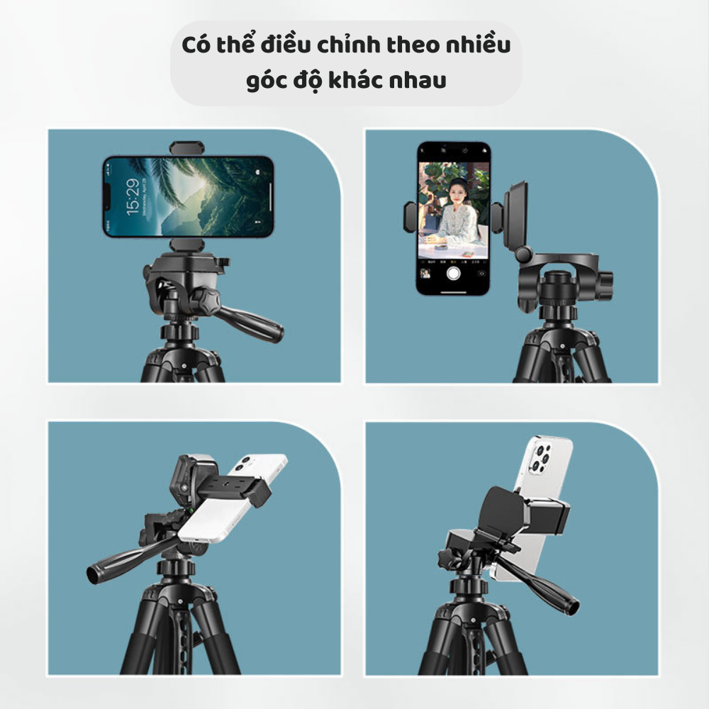 Chân Quay Máy Ảnh Điện Thoại Tripod 360° - Chân Quay Tripod Hỗ Trợ Quay 360° Hợp Kim Nhôm Chắc Chắn Kích Thước 55-170cm