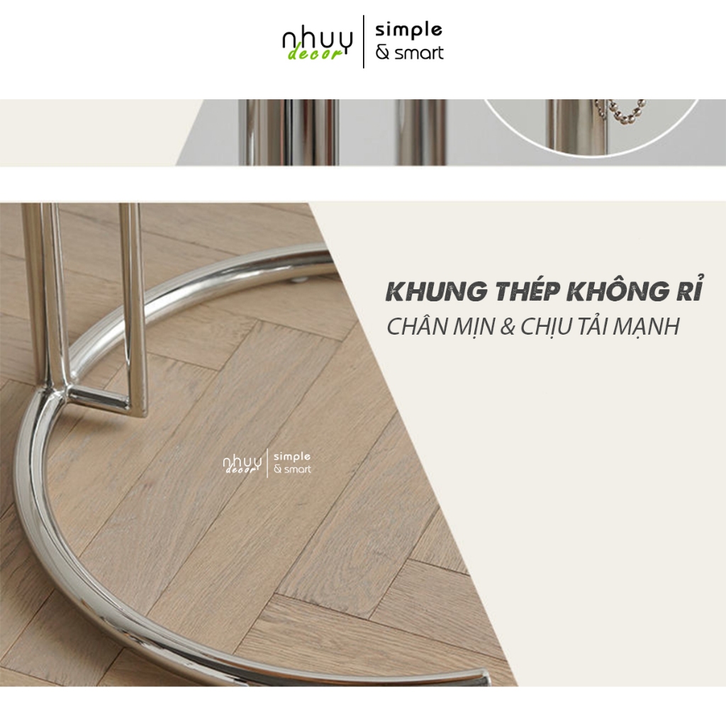 Bàn tròn cafe trong suốt nâng hạ cao cấp phong cách hàn quốc NHUYDECOR