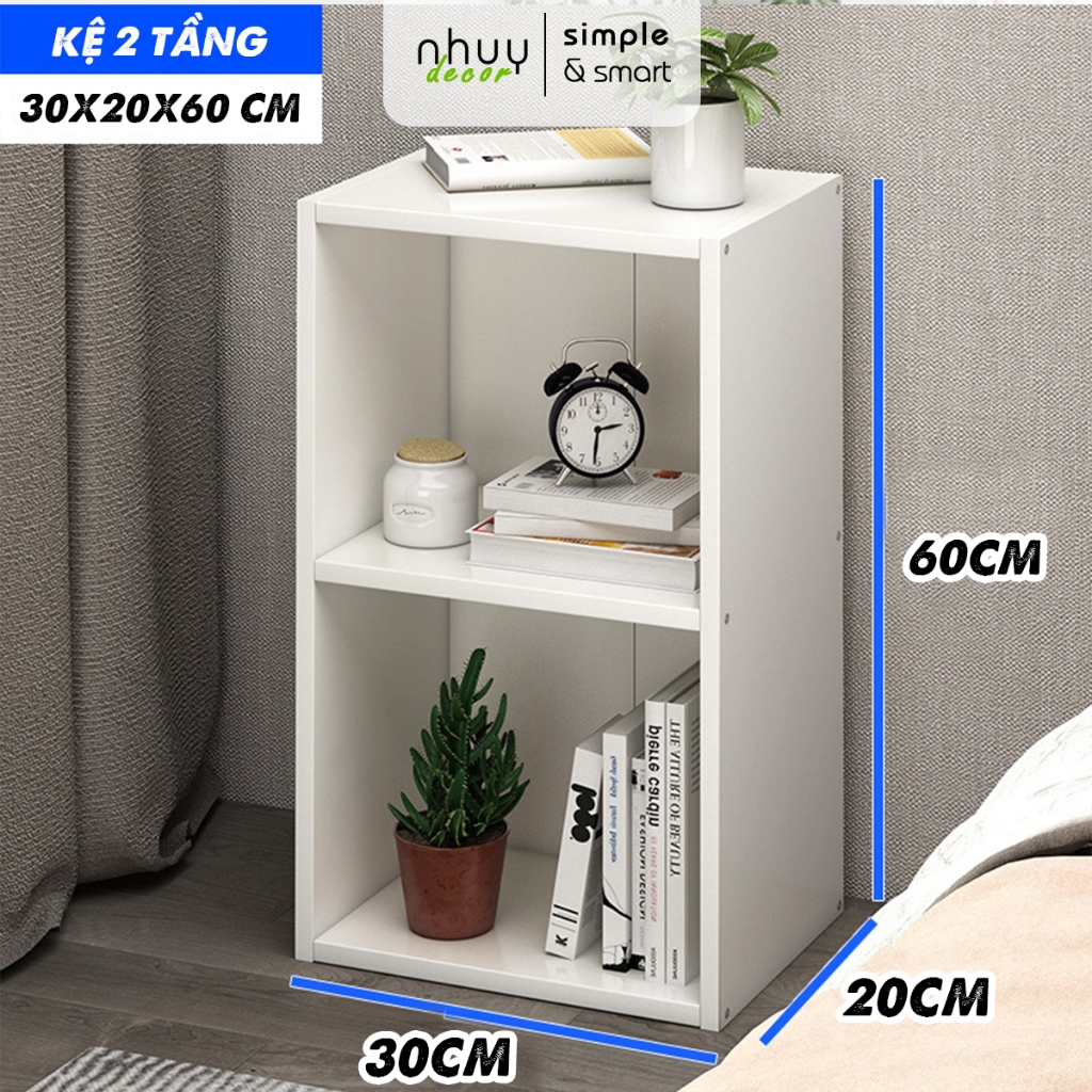 Kệ Sách Gỗ - Kệ Để Đồ Gỗ Đa Năng Tổ Ong 2 Tầng Lắp Ghép Cực Tiện Ích NHUYDECOR