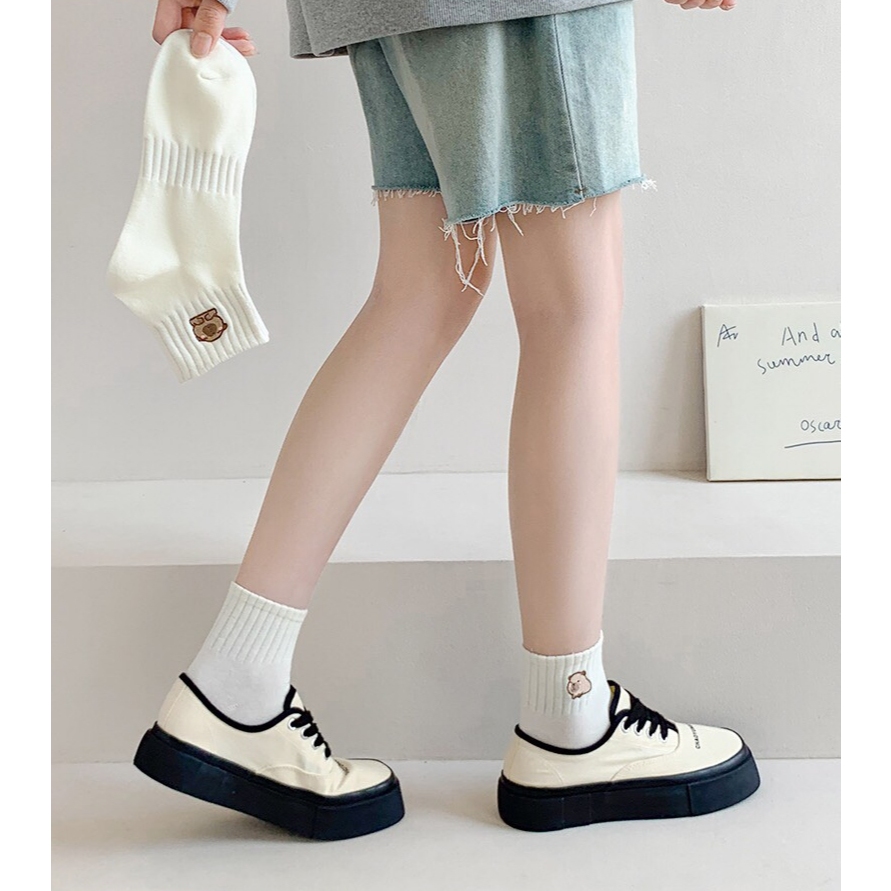 Tất vớ nữ cổ ngắn họa tiết sóc chuột dễ thương, chất liệu co giãn thoáng khí - Ekiu Shop