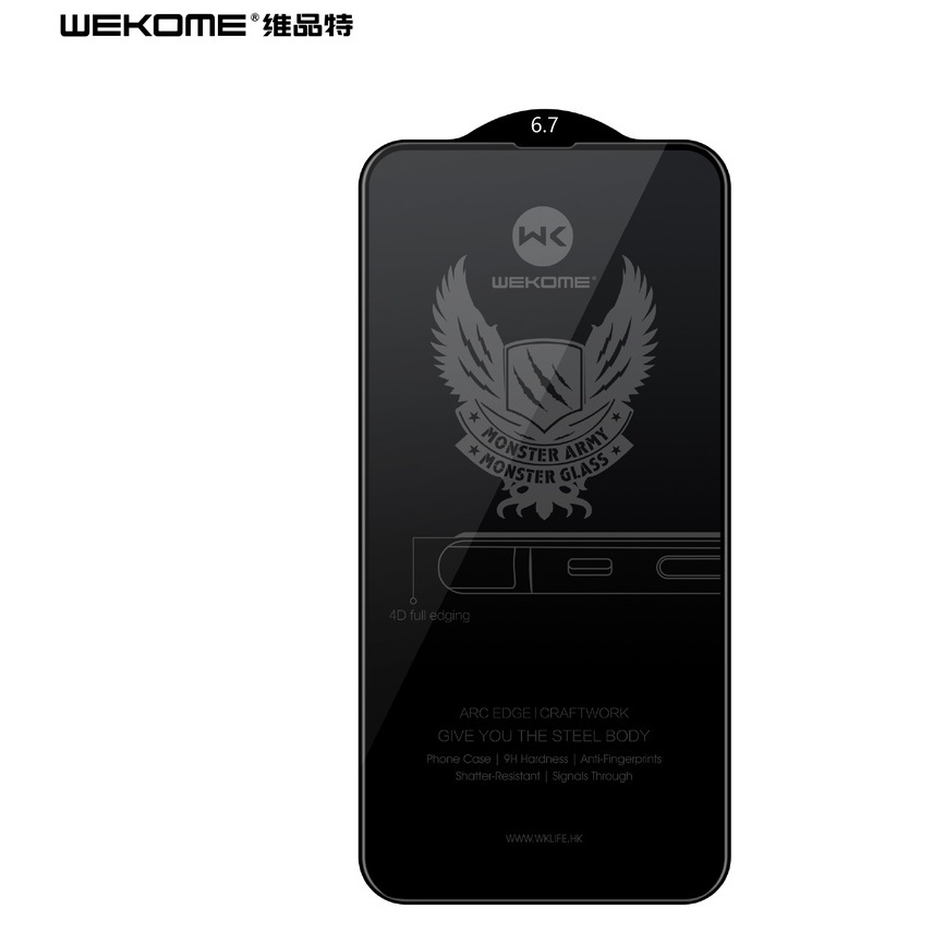 [IPHONE 16] Cường lực chống nhìn trộm WEKOME KINGKONG WTP-012, độ hiển thị 4D sắc nét, độ cứng 9H cho lph 11 12 13 14 15