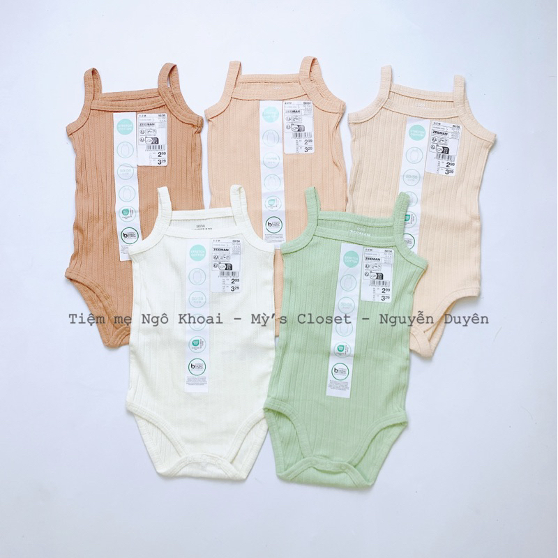 [MD122] ZEEMAN Body suit 2 dây thông hơi màu pastel xinh xỉu cho bé
