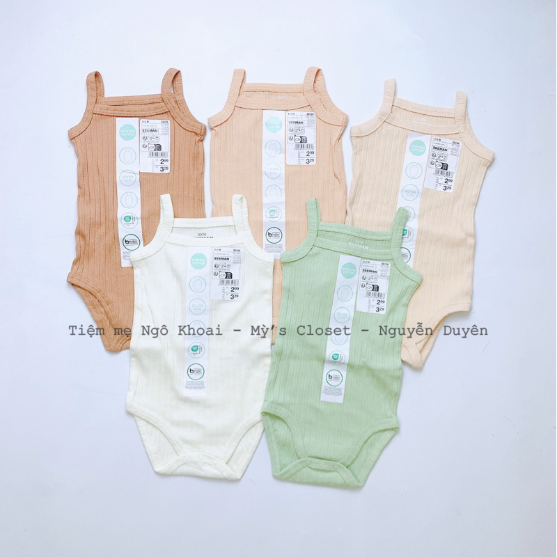 [MD122] ZEEMAN Body suit 2 dây thông hơi màu pastel xinh xỉu cho bé
