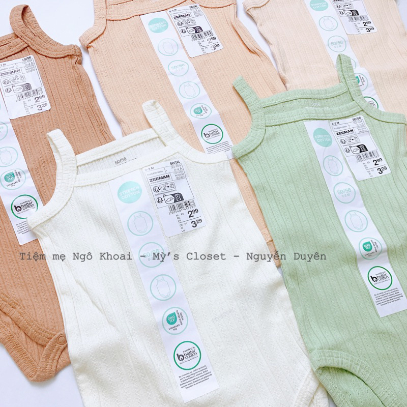 [MD122] ZEEMAN Body suit 2 dây thông hơi màu pastel xinh xỉu cho bé