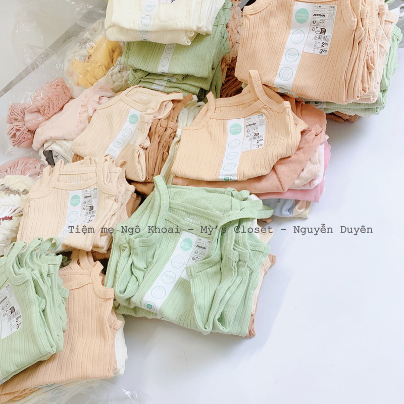 [MD122] ZEEMAN Body suit 2 dây thông hơi màu pastel xinh xỉu cho bé