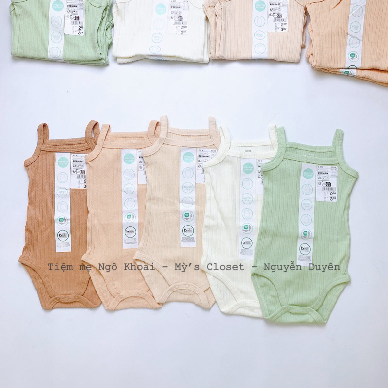 [MD122] ZEEMAN Body suit 2 dây thông hơi màu pastel xinh xỉu cho bé