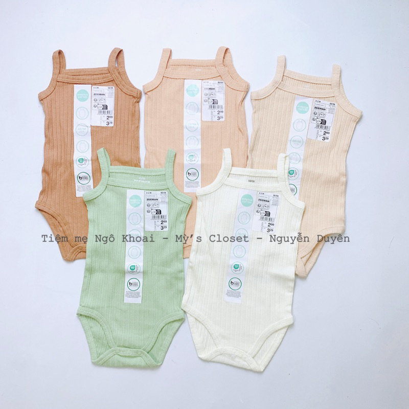 [MD122] ZEEMAN Body suit 2 dây thông hơi màu pastel xinh xỉu cho bé