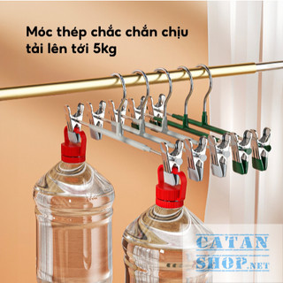 Móc Đôi 2 Kẹp Inox Phơi Quần Áo Tất Vớ, 2 Kẹp Inox Tự Điều Chỉnh Chống Trượt Tiện Dụng