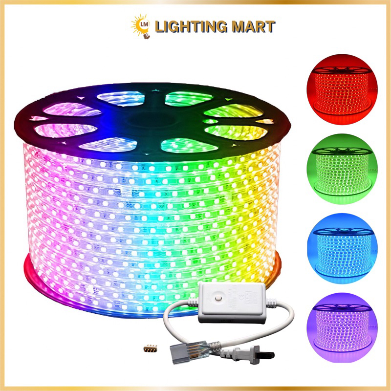 Combo 3M 5M 10M Dây Led đổi màu 5050 RGB 220V + nguồn chớp nháy, dây ...