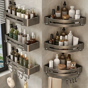 Kệ góc phòng tắm, kệ nhà bếp Inox 304 AnShin chống gỉ sét - có thể bắt vít hoặc dán keo có sẵn