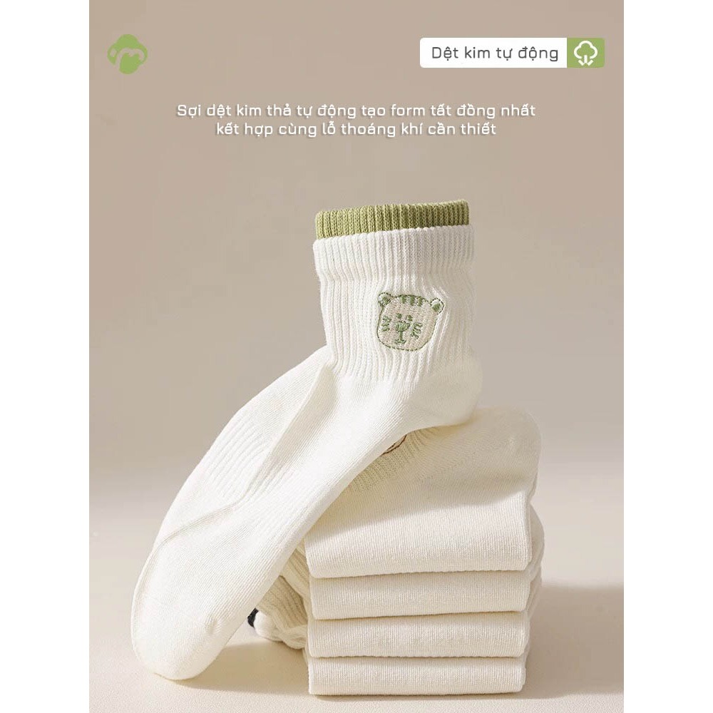 Tắt vớ nữ cổ ngắn họa tiết thêu đáng yêu, chất liệu cotton co giãn 4 chiều - Ekiu Shop