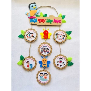 Trang trí nội quy lớp học nỉ, steam Trang trí mầm non
