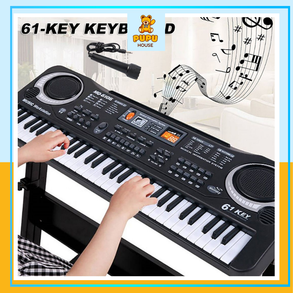 Đàn Piano Cho Bé Đàn Organ Đàn Piano 61 Phím Đàn Organ 61 Phím Đàn 61 Phím Cho Bé Kèm Micro + Dây Cáp Sạc - PUPU HOUSE