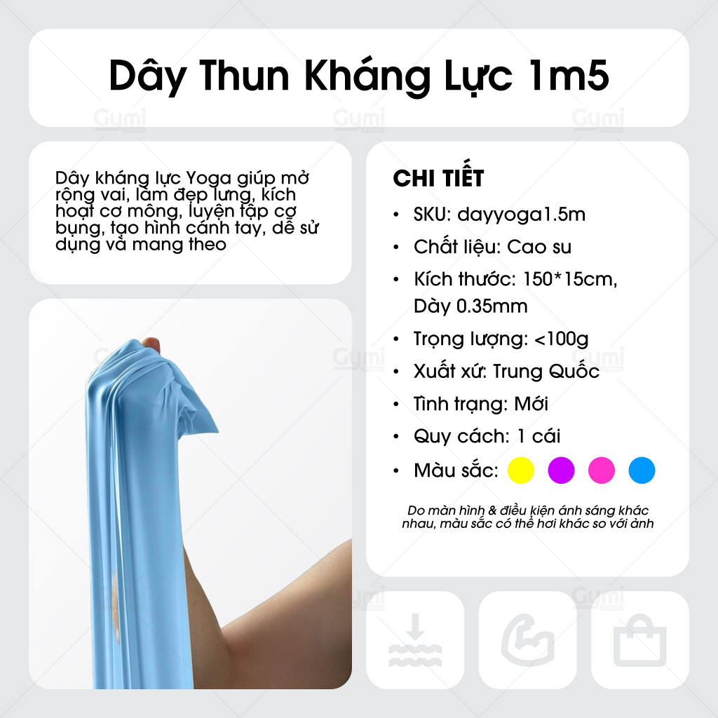 Dây Đàn Hồi Kháng Lực 1,5m - Dây Thun Tập Yoga - DayYoga-1m5