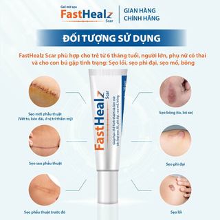 Gel mờ sẹo Fasthealz Scar 12g - Hỗ trợ làm mờ sẹo lồi, sẹo bỏng, sẹo sau mổ cho mẹ và bé