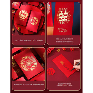 Bao Lì Xì Đỏ Đám Cưới Hỏi Phong Cách Sang Trọng, Quà Tặng Dễ Thương May Mắn, Lì Xì TẾT Mừng Năm Mới