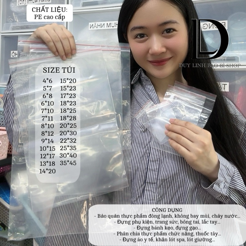 [ 100g ] Túi zip chỉ đỏ túi khóa zip bấm miệng loại dày hàng có sẵn ...