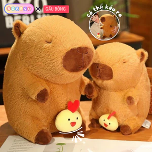 Capybara Con Gà Gấu Bông Capybara Gà Con Vui Nhộn Capybara Kéo Gà Motor Rút Rung Cao Cấp Chất Liệu Vải Lông Thú Mềm Mại