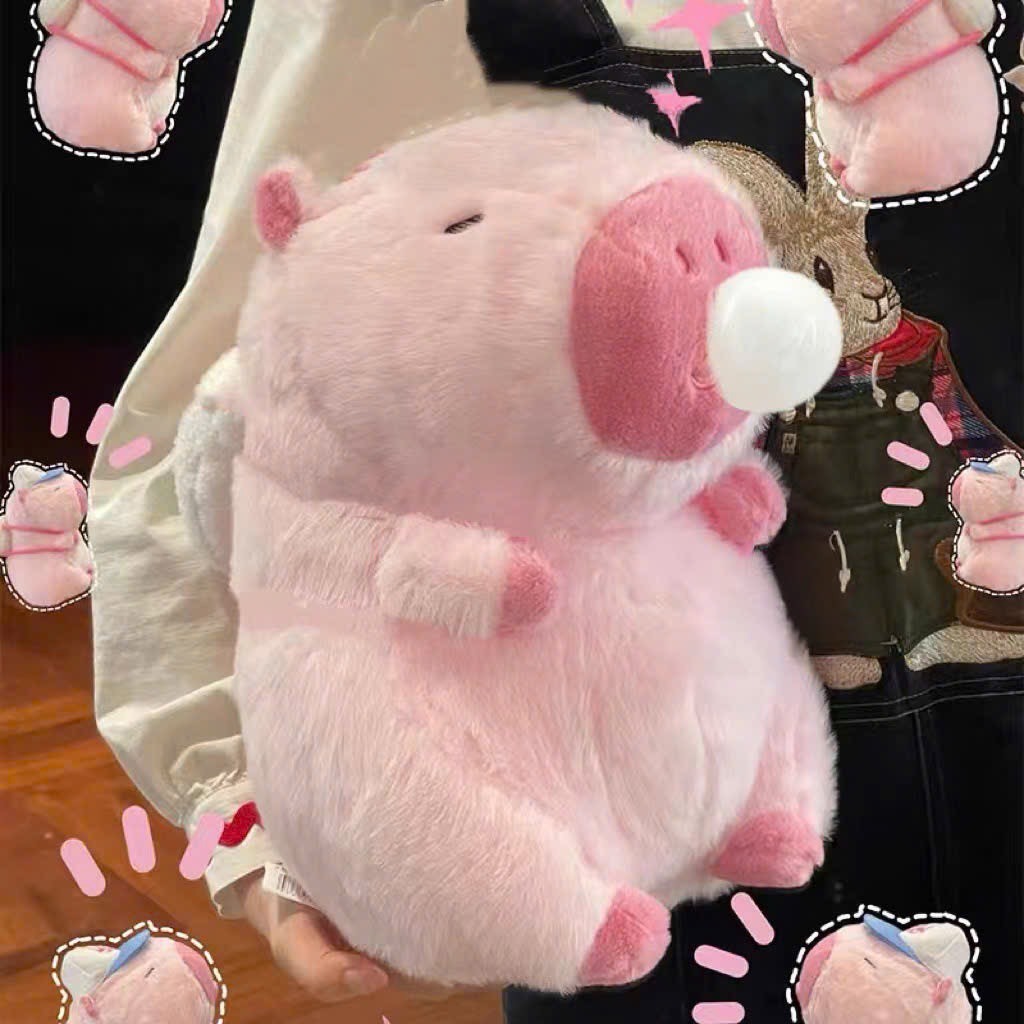 Capybara Bong Bóng Gấu Bông Capybara Thổi Bong Bóng Đáng Yêu Capybara Thổi Bóng Chất Liệu Vải Lông Miniso Cao Cấp