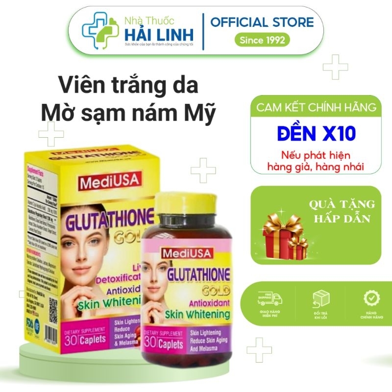 Vin ung trng da m nm Glutathione Mediusa  Nhp khu M  Hp 60 vin  Cha hm lng cao glutathione, vitamin C | Shopee Vit Nam