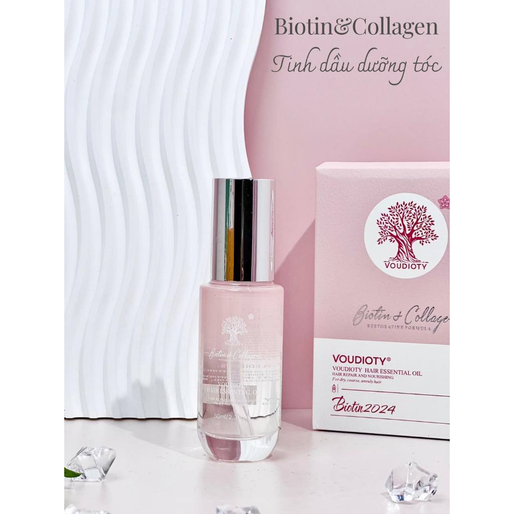 Tinh Dầu Dưỡng Tóc Biotin Collagen Voudioty Tinh Chất Hoa Hồng Giúp Tóc Chắc Khỏe, Bóng Mượt