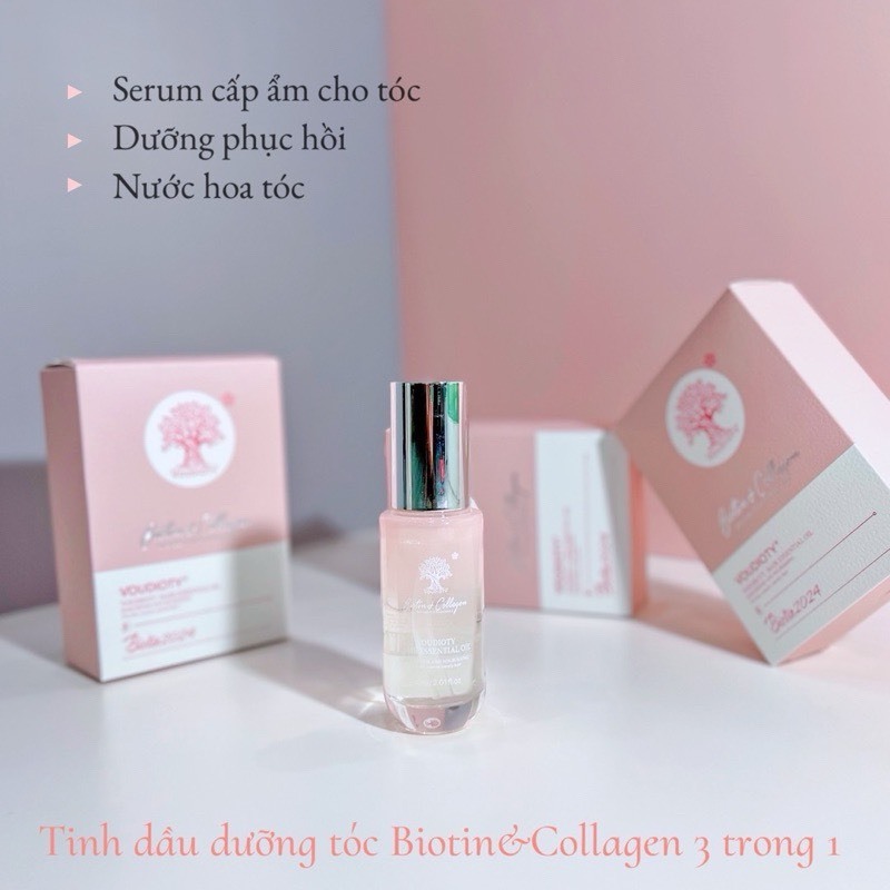 Tinh Dầu Dưỡng Tóc Biotin Collagen Voudioty Tinh Chất Hoa Hồng Giúp Tóc Chắc Khỏe, Bóng Mượt