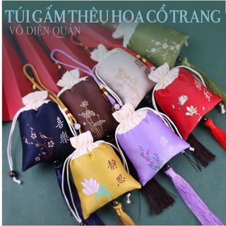 Túi gấm thêu hoa cao cấp - túi hầu bao - túi đựng trang sức cổ trang