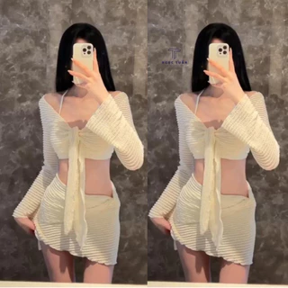 Set Bikini Đi biển - Set 3 Món Nữ Chất Tằm Xốp Tôn Body Đệm Ngực Khoe Trọn Đường Cong Quyến Rũ