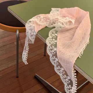Khăn Bandana tiểu thư khăn trùm đầu ren trắng khăn tam giác turban đi biển