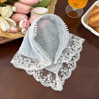 Khăn Bandana tiểu thư khăn trùm đầu ren trắng khăn tam giác turban đi biển