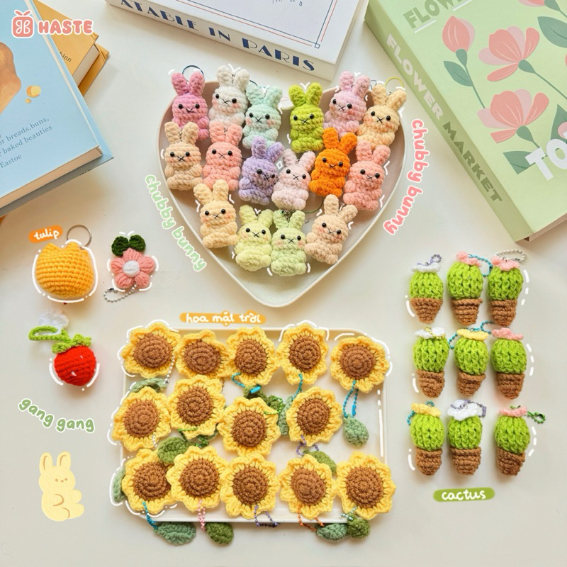 Móc Khoá Len Hoa Hướng Dương Bó Hoa Mini Dễ Thương Bouquet Quà Tặng Kỉ Niệm Độc Đáo
