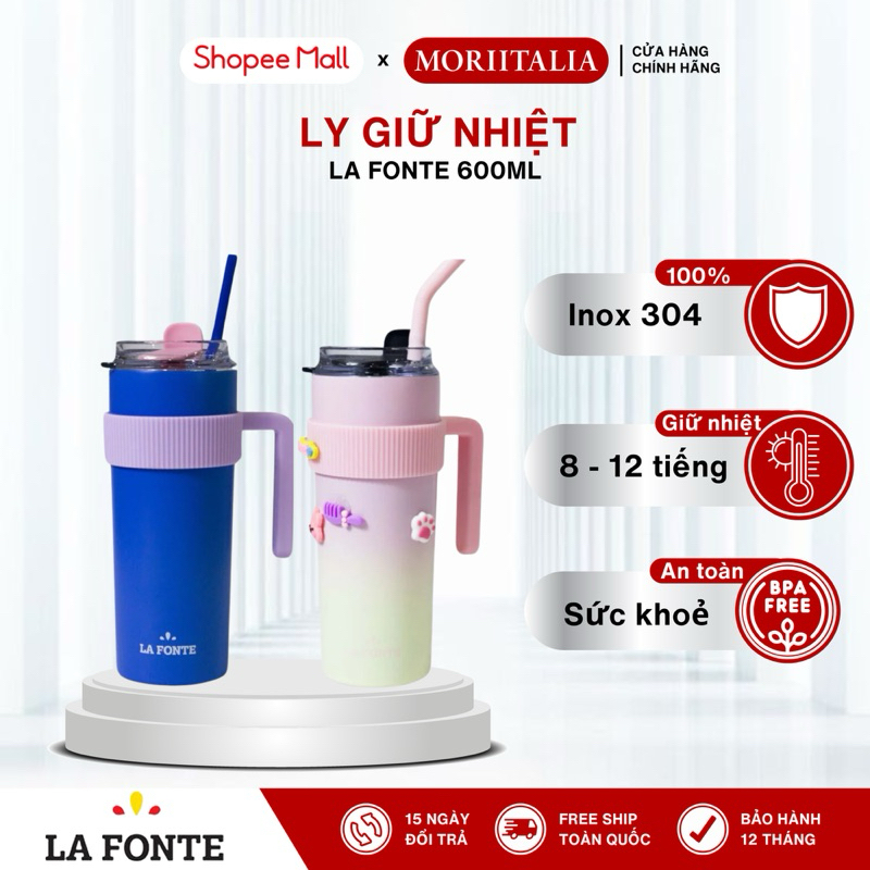 Ảnh Ly giữ nhiệt La Fonte Sticker 600ml Kèm Ống Hút 012294, Chất liệu thép không gỉ (SUS304) 1