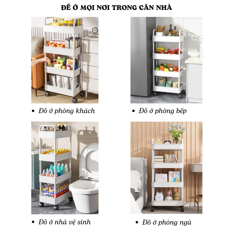 Kệ Đựng Đồ Đa Năng 4 Tầng , Xe Đẩy Spa Lắp Đặt Dễ Dàng có bánh xe đẩy chuyên dụng 686