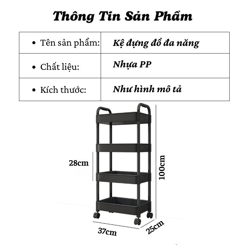 Kệ Đựng Đồ Đa Năng 4 Tầng , Xe Đẩy Spa Lắp Đặt Dễ Dàng có bánh xe đẩy chuyên dụng 686