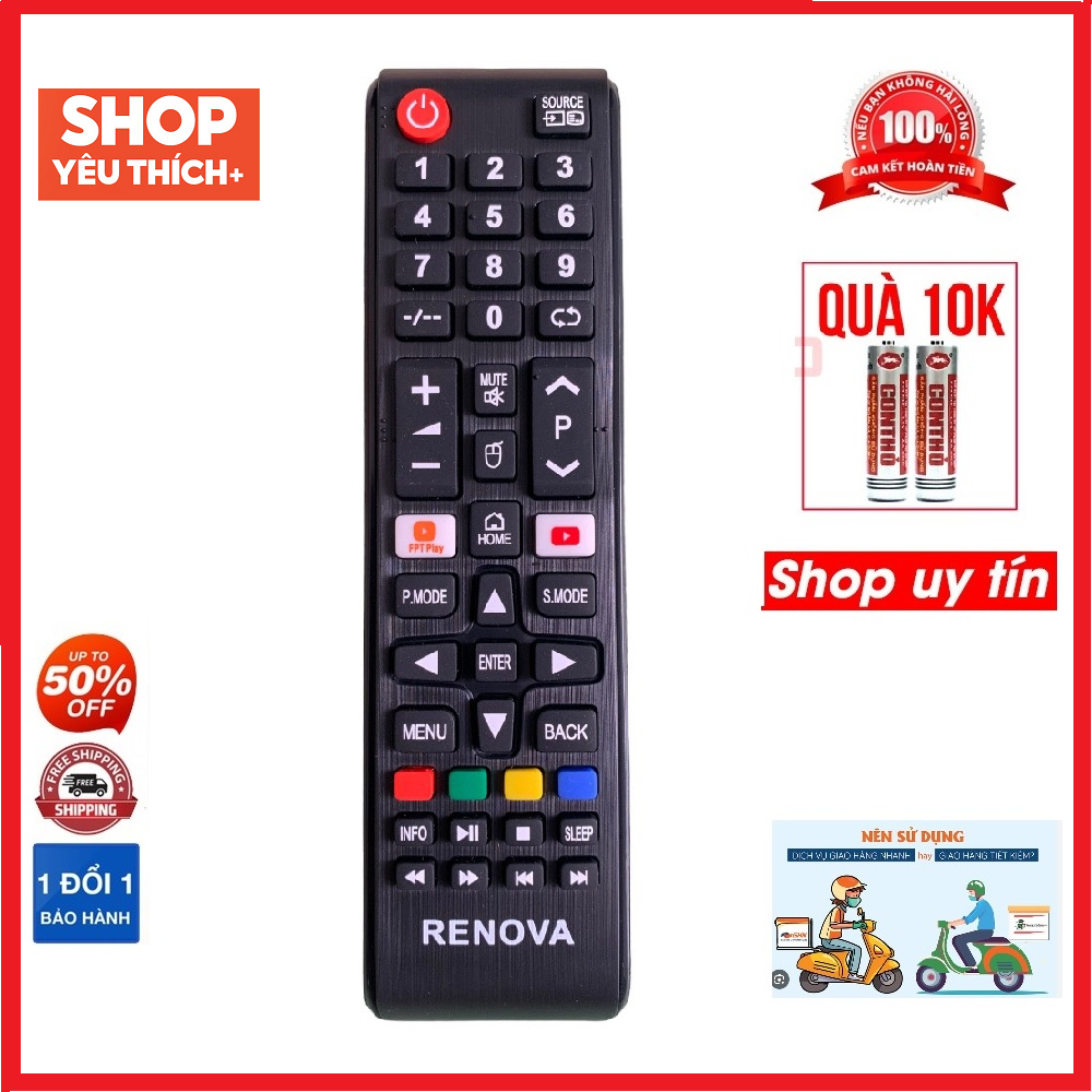 Điều khiển tivi renova, Remote tivi renova chính hãng - bảo hành 6 ...