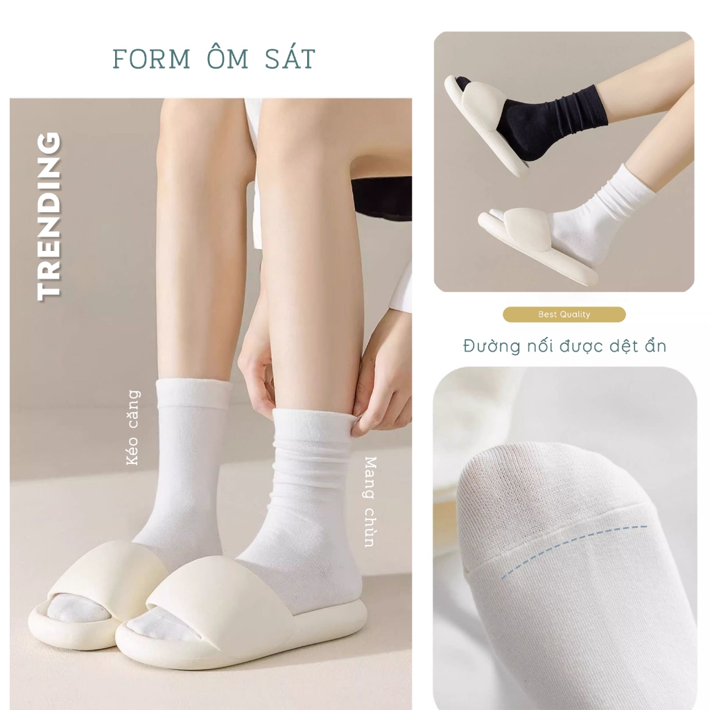 Tất vớ nam nữ trơn tone trầm dễ mix phối đồ, chất liệu cotton co giãn 4 chiều - Ekiu Shop